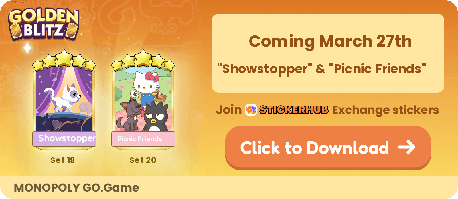 Monopoly Go Golden Blitz Get the latest dates and times for the 2024 Monopoly GO Golden Blitz event, where players can trade designated golden stickers!