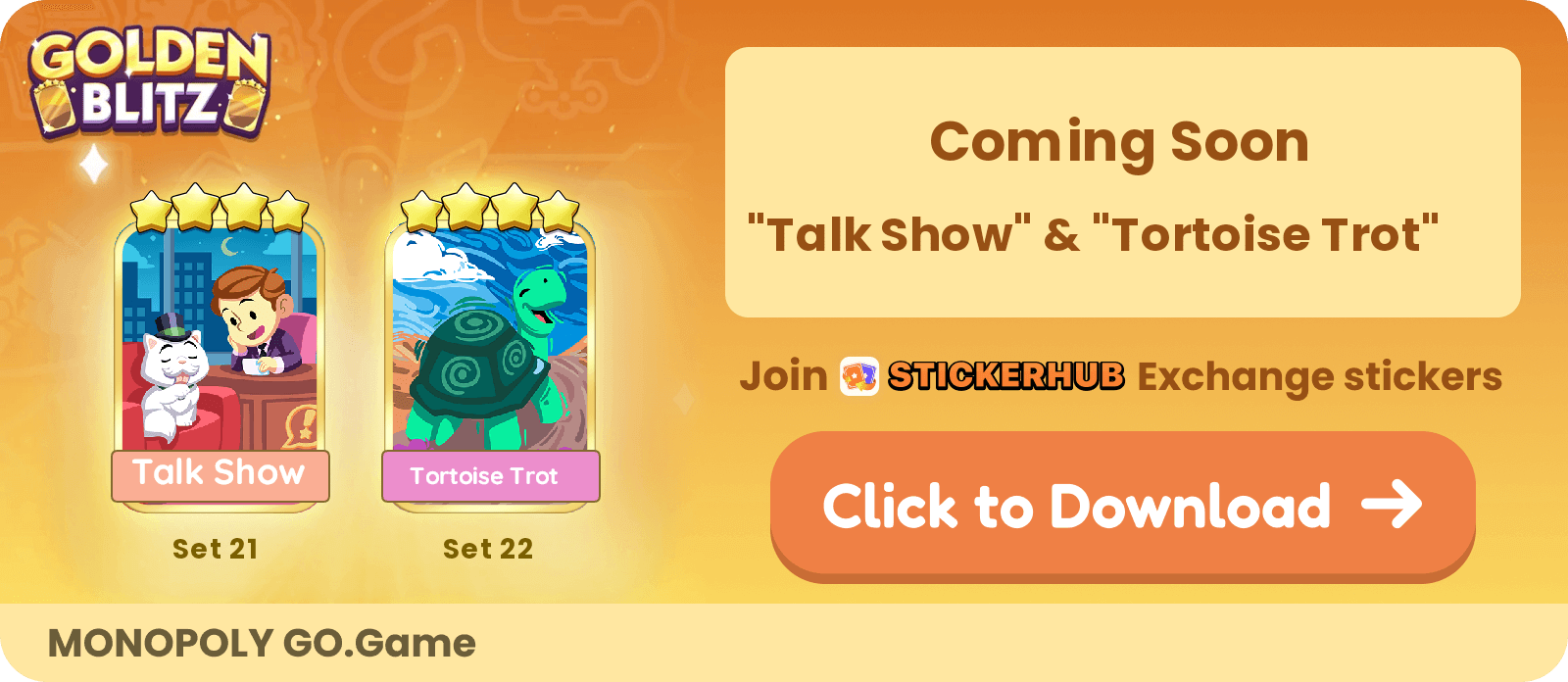 Obtenez les dernières dates et heures pour l'événement Blitz Doré 2024 de Monopoly GO, où les joueurs peuvent échanger des autocollants dorés désignés !